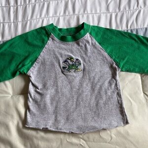 Kids Long Sleeve Raglan Shirt with Green Sleeves